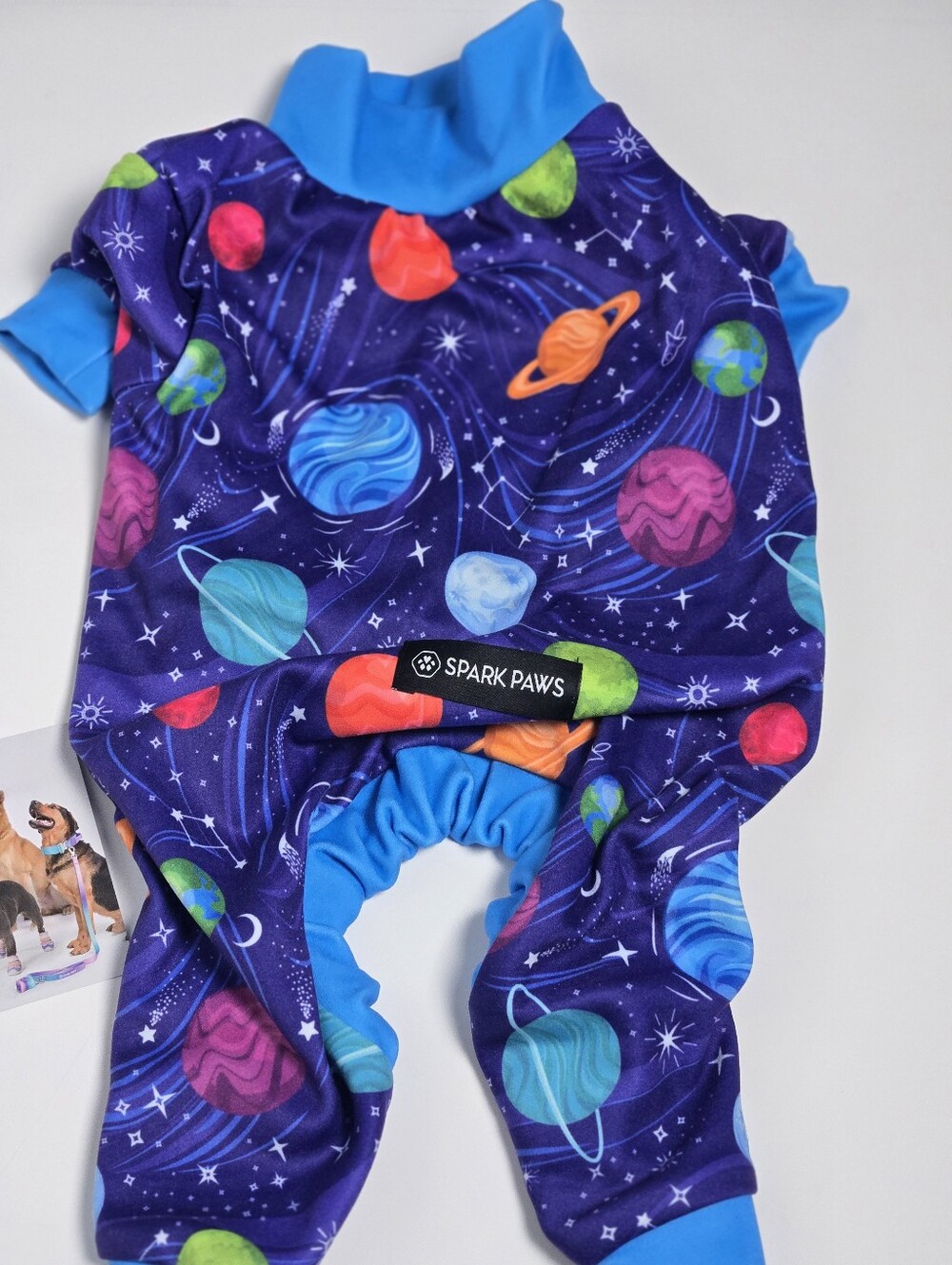 Spark Paws Galaxy Planet Dog Pajamas - Vibrant Space Print